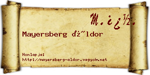 Mayersberg Áldor névjegykártya
